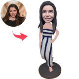 Abnutzungs-Kleid-weibliche kundenspezifische Bobbleheads addieren Text