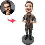 Kundenspezifischer Bobbleheads-Offizier addieren Text