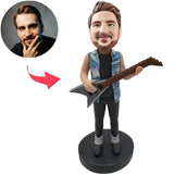 Kundenspezifische Bobbleheads-Gitarren-Musiker addieren Text