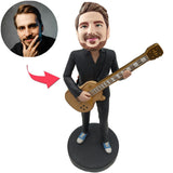 Kundenspezifischer Bobbleheads cooler Musik-Gitarren-Mann addieren Text