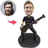 Kundenspezifischer Bobbleheads-Musik-Gitarren-Mann addieren Text