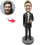 Kundenspezifischer Bobbleheads-Geschäftsmann-tragender Schal addieren Text