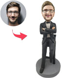 Kundenspezifischer Bobbleheads-Chef, der auf Hocker sitzt, addieren Text