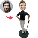 Kundenspezifische Bobbleheads-Golf-Haltung addieren Text