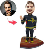 Hübsche Feuerwehrmann-kundenspezifische Bobbleheads addieren Text