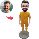 Kundenspezifischer Bobbleheads-gelber Anzug-moderner Mann addieren Text