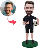 Der schwarze fußball Kundenspezifische Bobbleheads mit eingraviertem Text