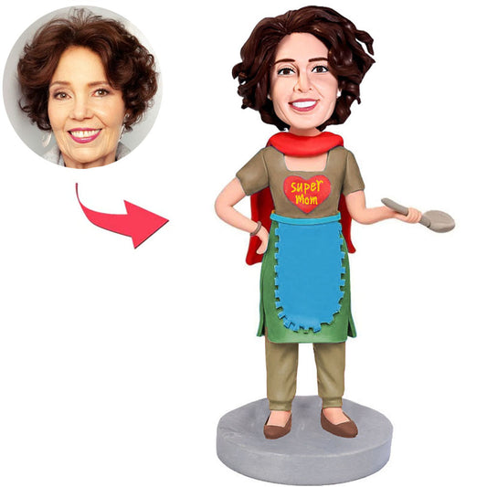 Supermutter in der Schürze Kundenspezifische Bobbleheads mit Text