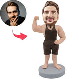 Starker Muskelmann Kundenspezifische Bobbleheads addieren Text