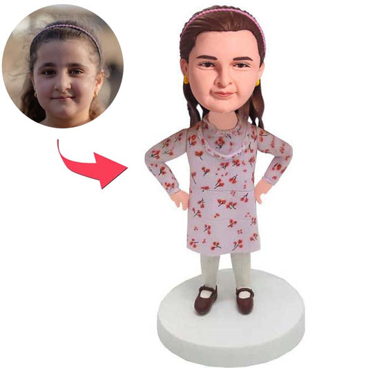 Süßes kleines Mädchen Kundenspezifische Bobbleheads fügen Text hinzu