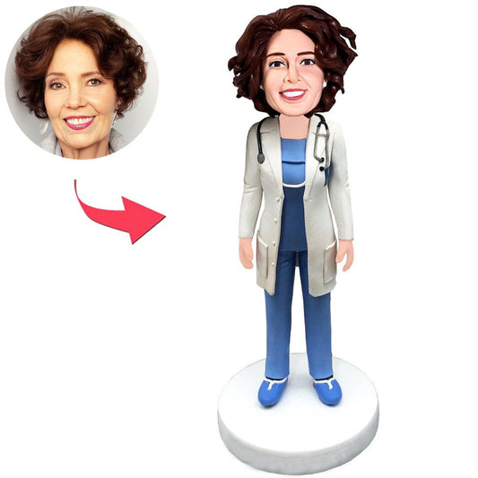 Ärztin mit Stethoskop Kundenspezifische Bobbleheads addieren Text