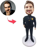 Polizist im schwarzen Anzug Benutzerdefinierte Bobbleheads mit eingraviertem Text