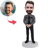 Polizei in grauer Uniform Benutzerdefinierte Bobbleheads mit eingraviertem Text