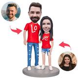 Liebes-Paar-tragende Paar-Hemden kundenspezifischer Bobblehead addieren Text